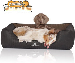Produktbild von Knuffelwuff Orthopädisches Hundebett Rough Road aus Kunstleder M-L 85x63cm Schwarz/Braun