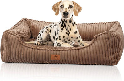 Knuffelwuff orthopädisches Hundebett Sedona aus kuschelig weichem Breitcord S Braun – Bild 1 von 3