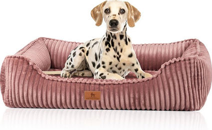 Knuffelwuff orthopädisches Hundebett Sedona aus kuschelig weichem Breitcord XL Rosa – Bild 1 von 3