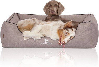 Produktbild von Knuffelwuff Orthopädisches Hundebett Wippo aus Velours mit Handwebcharakter XXL 120 x 85cm Grau