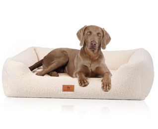 Produktbild von Knuffelwuff orthopädisches Hundebett Wollekopp aus kuscheligem Teddy Material XL 105 x 75cm Beige