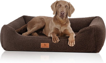 Knuffelwuff orthopädisches Hundebett Wollekopp aus kuscheligem Teddy Material XL 105 x 75cm Braun – Bild 1 von 3