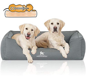 Produktbild von Knuffelwuff Orthopädisches Wasserabweisendes Hundebett Leon aus Velours mit Handwebcharakter petrol