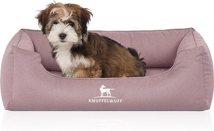 Knuffelwuff Orthopädisches Wasserabweisendes Hundebett Leon aus Velours mit Handwebcharakter Rosa... – Bild 1 von 4