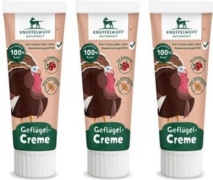 Produktbild von Knuffelwuff Tuben Snack Hunde Leckerlis Pute - 3 x 75 g