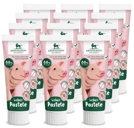 Produktbild von Knuffelwuff Tuben Snack Leberwurst für Hunde - 12 x 75 g