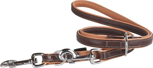 Produktbild von Knuffelwuff weiche verstellbare Echtleder Hundeleine Arcadia Braun, Länge 200cm, Breite 1,5cm