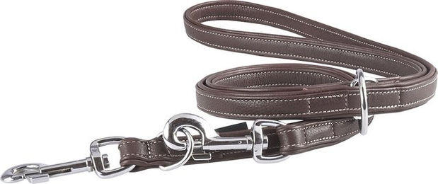 Produktbild von Knuffelwuff weiche verstellbare Echtleder Hundeleine Glendale Braun, Länge 200cm, Breite 2,0cm