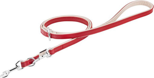 Produktbild von Knuffelwuff weiche verstellbare Echtleder Hundeleine Ticino Rot/Beige, Länge 200cm, Breite 1,5cm