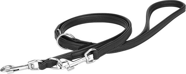 Produktbild von Knuffelwuff weiche verstellbare Echtleder Hundeleine Ticino Schwarz, Länge 200cm, Breite 2,0cm