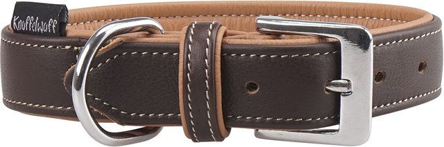 Produktbild von Knuffelwuff weiches Echtleder Hundehalsband Arcadia Braun 45-52cm, 3,5cm