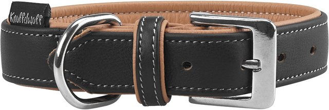 Knuffelwuff weiches Echtleder Hundehalsband Arcadia Schwarz 21-25cm, 1,8cm – Bild 1 von 2