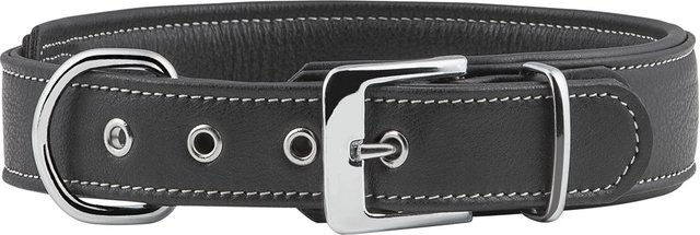 Knuffelwuff weiches Echtleder Hundehalsband Glendale Schwarz 53-60cm, 4cm – Bild 1 von 4