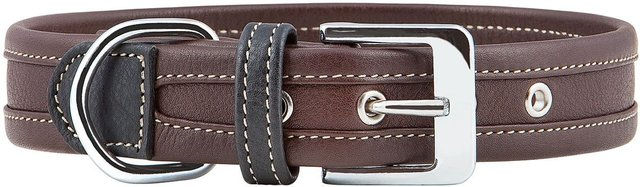 Knuffelwuff weiches Echtleder Hundehalsband Midpines Braun 40-47cm, 2,8cm – Bild 1 von 3