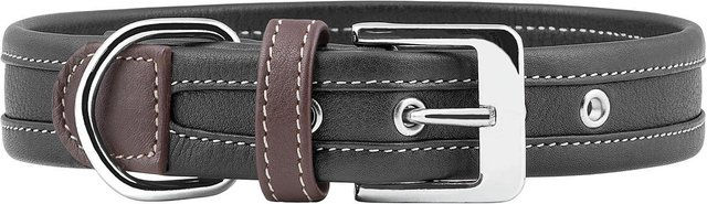 Produktbild von Knuffelwuff weiches Echtleder Hundehalsband Midpines Schwarz 40-47cm, 2,8cm