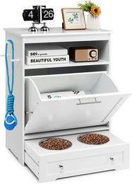 Produktbild von KOMFOTTEU Futterstation 2 in 1 Tierfutterschrank mit 2 Edelstahlnäpfen