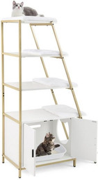 Produktbild von KOMFOTTEU Katzenschrank mit 5 Leiterregalen und Kippschutz