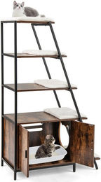 Produktbild von KOMFOTTEU Katzenschrank mit 5 Leiterregalen und Kippschutz