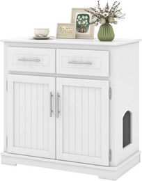 Produktbild von KOMFOTTEU Katzentoilette 3 in 1 Katzenschrank mit Schubladen und Seiteneingang