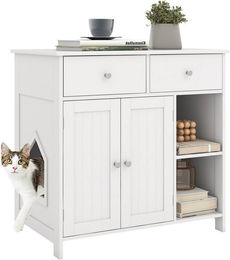 KOMFOTTEU Katzentoilette Katzenschrank mit 2 Schubladen – Bild 1 von 5