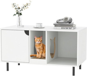 Produktbild von KOMFOTTEU Katzentoilette Katzenschrank mit Kratzbrett und Metallbeinen