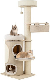 Produktbild von KOMFOTTEU Kratzbaum mit 2-stöckiger Katzenwohnung und 2 Sitzstangen
