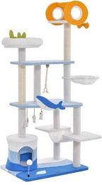 Produktbild von KOMFOTTEU Kratzbaum mit Katzenhaus und Hängekugeln