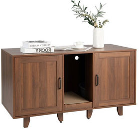 Produktbild von KOMFOTTEU Tierhaus 3 in 1 Katzenschrank Beistelltisch TV-Ständer für 2 Katzen