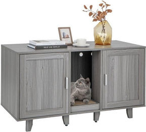 Produktbild von KOMFOTTEU Tierhaus 3 in 1 Katzenschrank Beistelltisch TV-Ständer für 2 Katzen