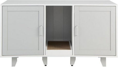 Produktbild von KOMFOTTEU Tierhaus 3 in 1 Katzenschrank Beistelltisch TV-Ständer für 2 Katzen