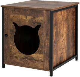 Produktbild von KOMFOTTEU Tierhaus Katzenschrank, mit Einzeltür, 50×53×55cm, Braun