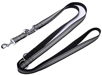 Produktbild von Kongs Hundeleine Doppelleine grau Reflex Nylon mehrfach verstellbar - 2,5 m