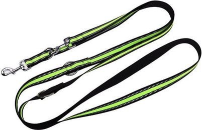 Produktbild von Kongs Hundeleine Doppelleine hellgrün Reflex Nylon mehrfach verstellbar