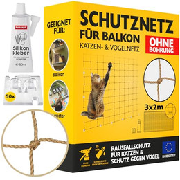 Produktbild von Konzept 11 Katzennetz für Balkon Ohne Bohren Set 3x2 m - 3 m