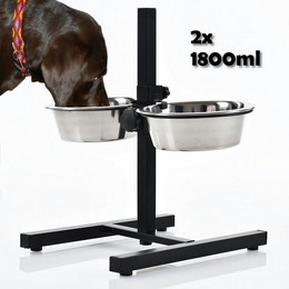 Produktbild von Koopman Hundenapf mit Halterung, 2 x 1,8 l, höhenverstellbar - 2 x 1,8 l