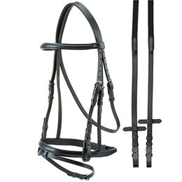 Produktbild von Kopfteil mit Stirnriemen und Nasenriemen Englisch Leder flach, braun