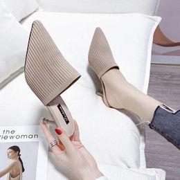 Produktbild von Koreanische Version von einfarbigen Damen-Hausschuhen, Oberbekleidung mit spitzer Spitze, passend zu allen rutschfesten, verschleiÃŸfesten Sandalen und Hausschuhen 40 apricot