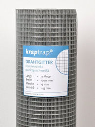 Kraptrap® Voliere Volierendraht Drahtgitter I Käfigdraht Schweißgitter I 19x19mm 1 m hoch I 1,45mm stark Drahtzaun mardersicher, feuerverzinkt – Bild 1 von 3