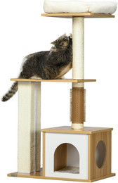 Produktbild von Kratzbaum 114 cm mit Katzenhöhle und Sisal-Kratzsäulen Eiche