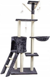 Produktbild von Kratzbaum 140 cm Katzenkletterbaum mit Sisalseil und Katzenhöhle Dunkelgrau
