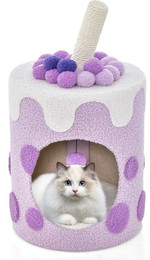 Produktbild von Kratzbaum mit Sisalpfosten und Spielbällen in Milchtee-Optik