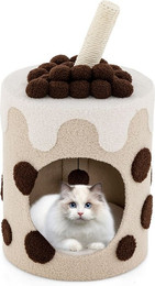 Produktbild von Kratzbaum mit Sisalpfosten und Spielbällen in Milchtee-Optik