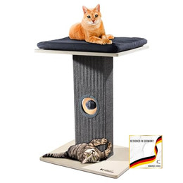 Produktbild von KRAUS MAGAZIN Kratzbaum klein Grau aus Birkenholz mit Sisal und Leinenkissen