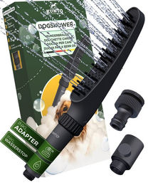 KUNTO Fellpflege / Hundedusche / Hundebrausekopf / Haustierdusche mit 4 Strahlarten, (Hundedusche, Gartenschlauch Adapter, Start/Stopp Adapter, Anleitung), und Silikonborsten für eine angenehme und effektive Fellreinigung – Bild 1 von 5