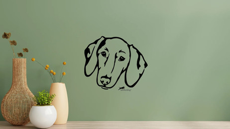 Produktbild von Kurzhaar Dackel Kopf Wandtattoo Wandbild Wandsticker Wandaufkleber Wanddekoration
