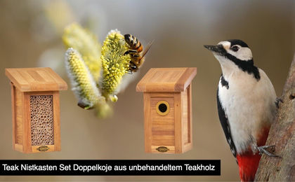 Kai Wiechmann Teak Nistkasten Brighton Vogelhaus aus Holz für Wildvögel und Spatzen Braun – Bild 1 von 4