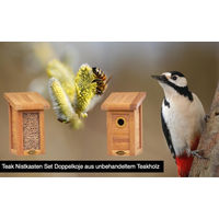 Produktbild von Kai Wiechmann Teak Nistkasten Brighton Vogelhaus aus Holz für Wildvögel und Spatzen Braun
