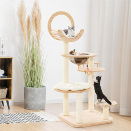 Kaps Katzenbaum aus Holz in Beige mit 4-in-1 Design und Kapsel-Nest – Bild 1 von 1