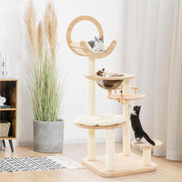 Produktbild von Kaps Katzenbaum aus Holz in Beige mit 4-in-1 Design und Kapsel-Nest