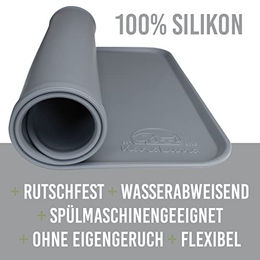 KaraLuna Basic Silikon Napfunterlage rutschfest grau 60x40 cm für Hunde und Katzen - 1 Stk. – Bild 1 von 8
